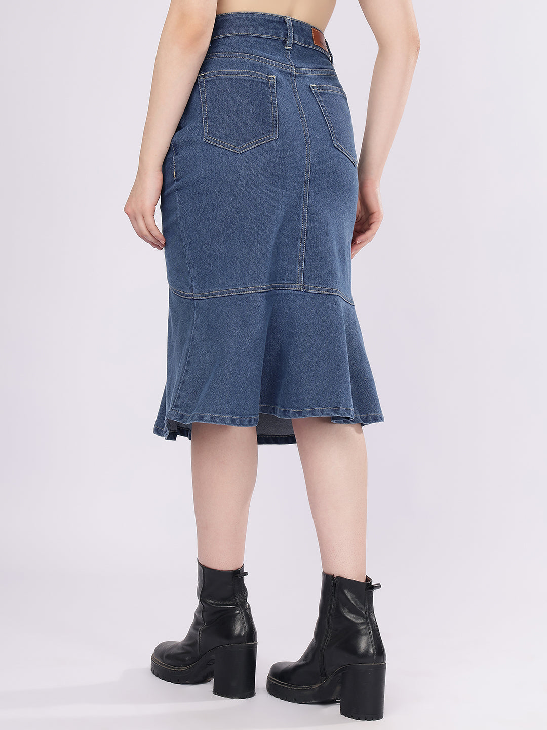 Women’s Blue Fish-Cut Denim Skirt