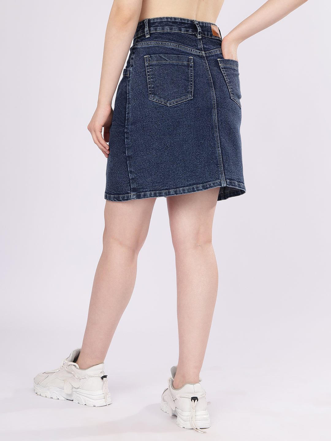 Women’s Dark Blue Multi-Button Denim Skirt