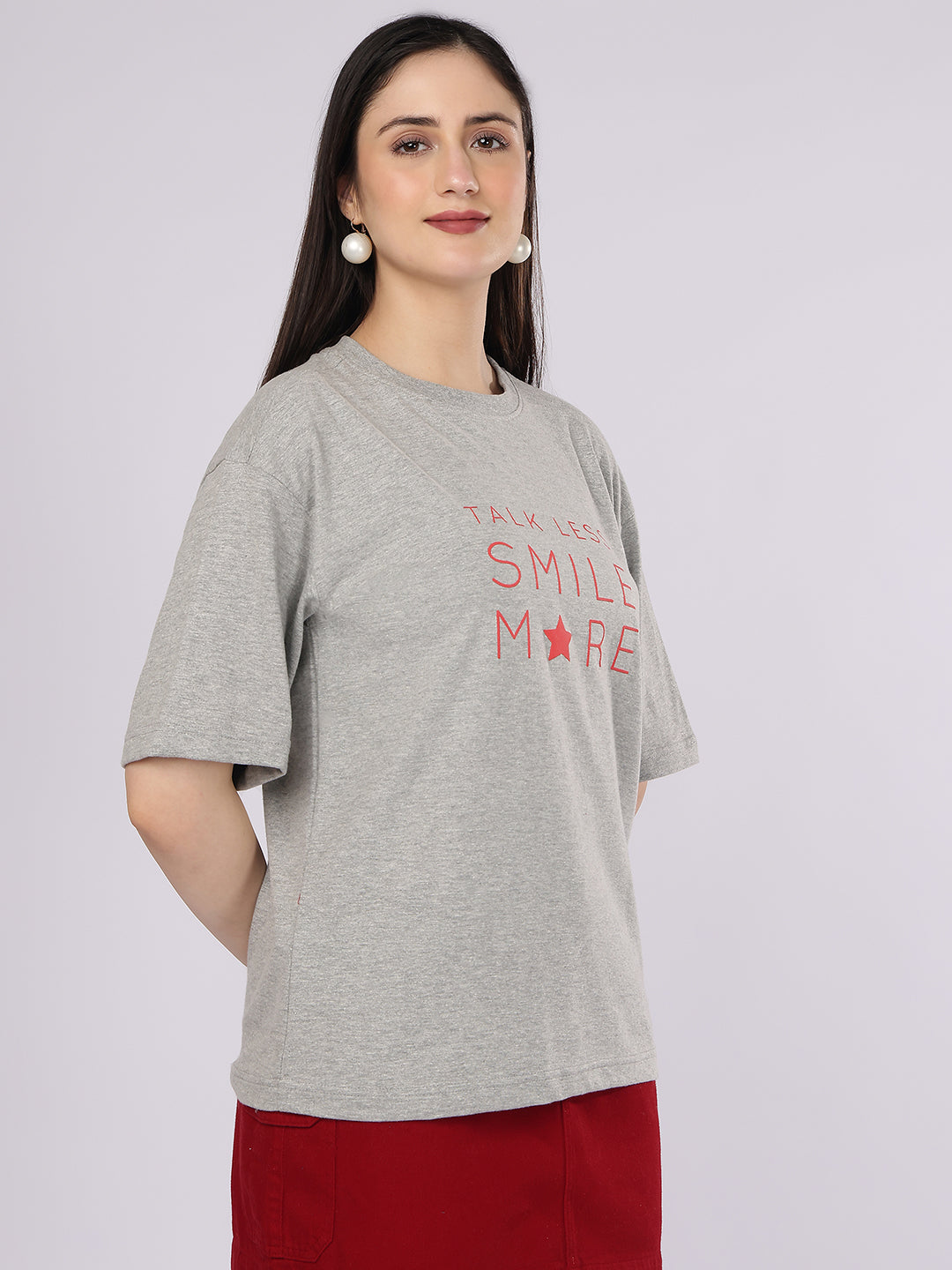 Dozer “Talk Less” Printed Grey Oversized T-Shirt