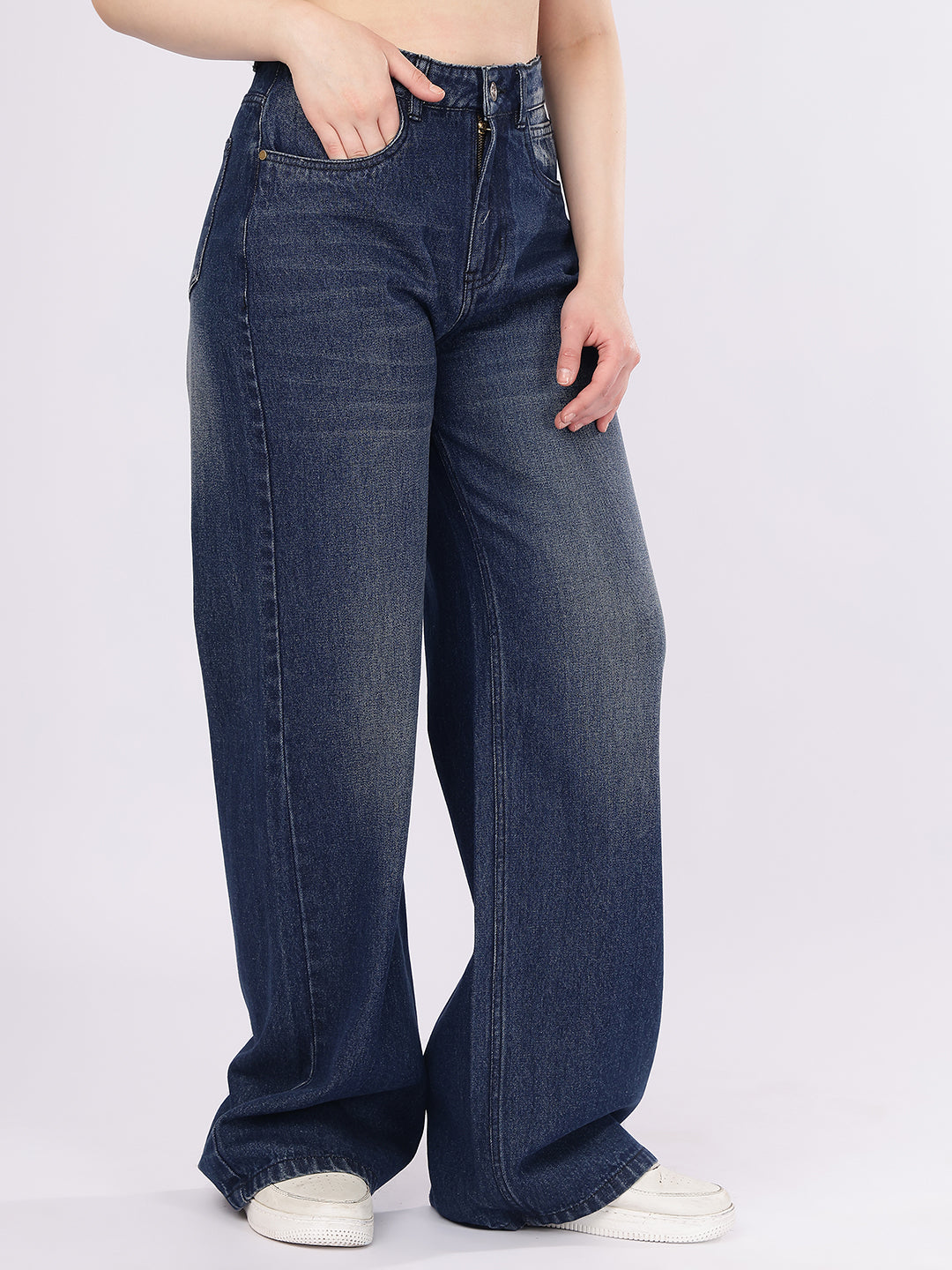 Women’s Dark Blue Baggy Fit Denim Jeans