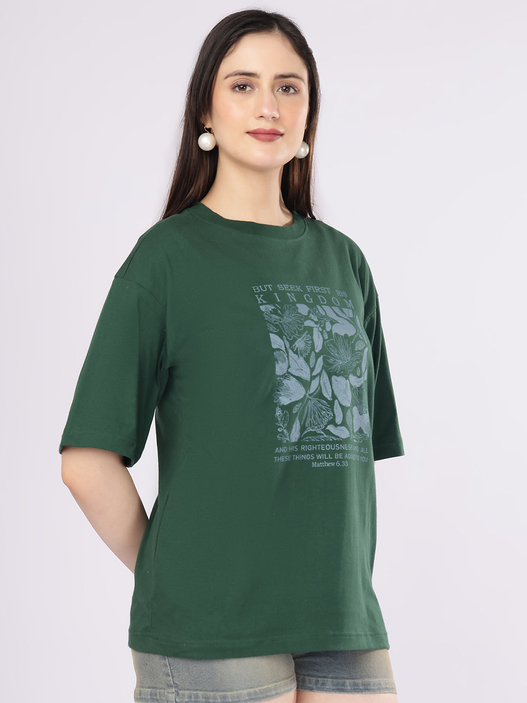 Dozer “Seek First” Botanical Print Green T-Shirt
