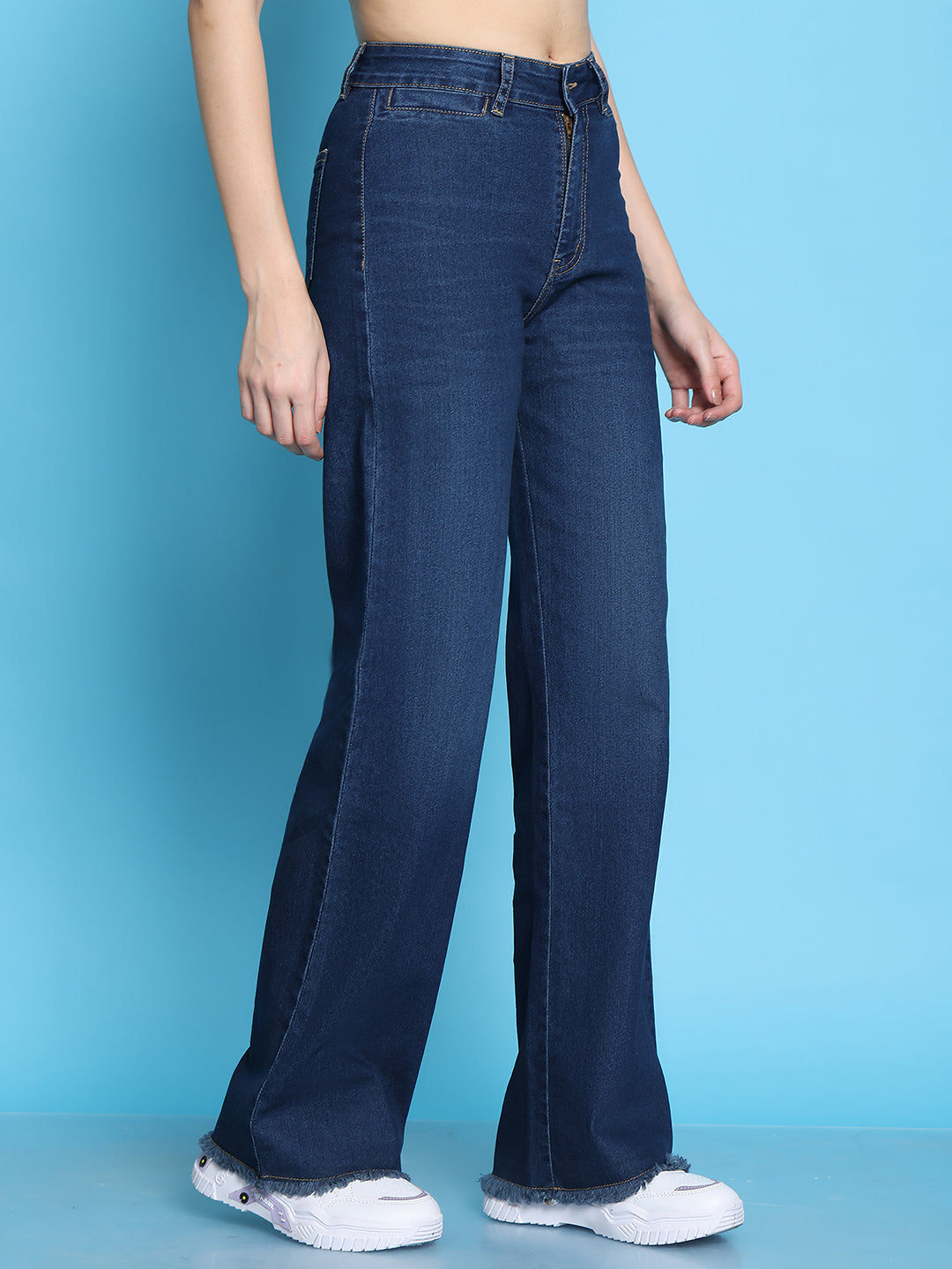 PUELLA Women High-Rise Dark Blue Wide-Leg Jeans