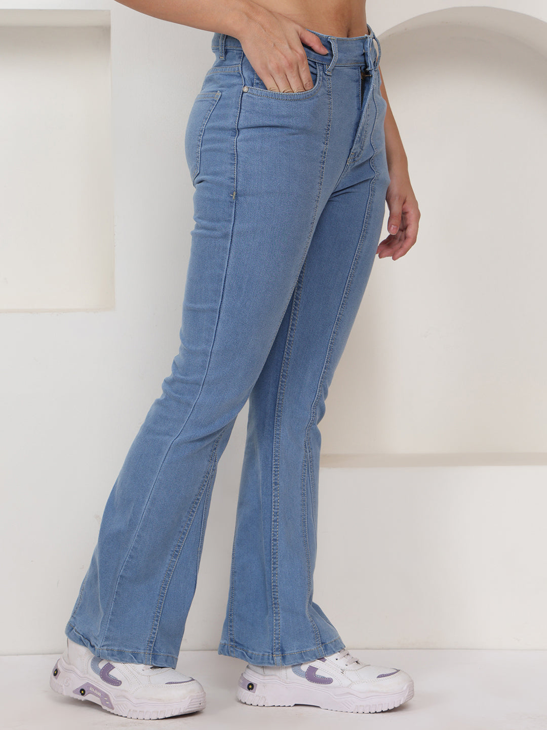 PUELLA Women Light Blue High-Rise Regular Fit Stretch Jeans