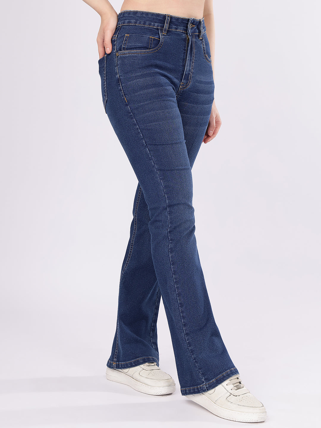 PUELLA Women's Dark Blue High-Rise Bootcut Jeans