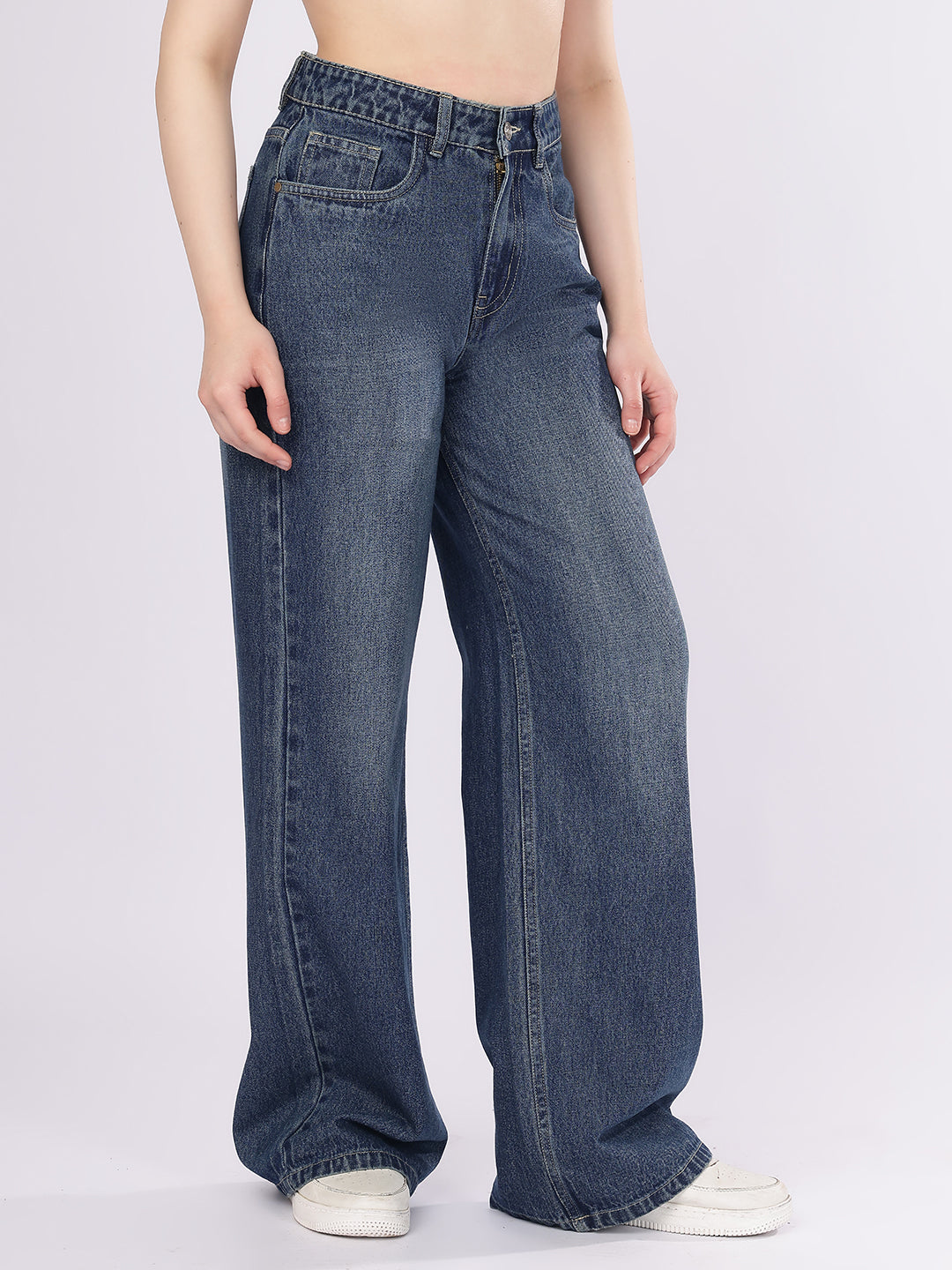 Women’s Dark Blue High-Rise Straight Fit Denim Jeans