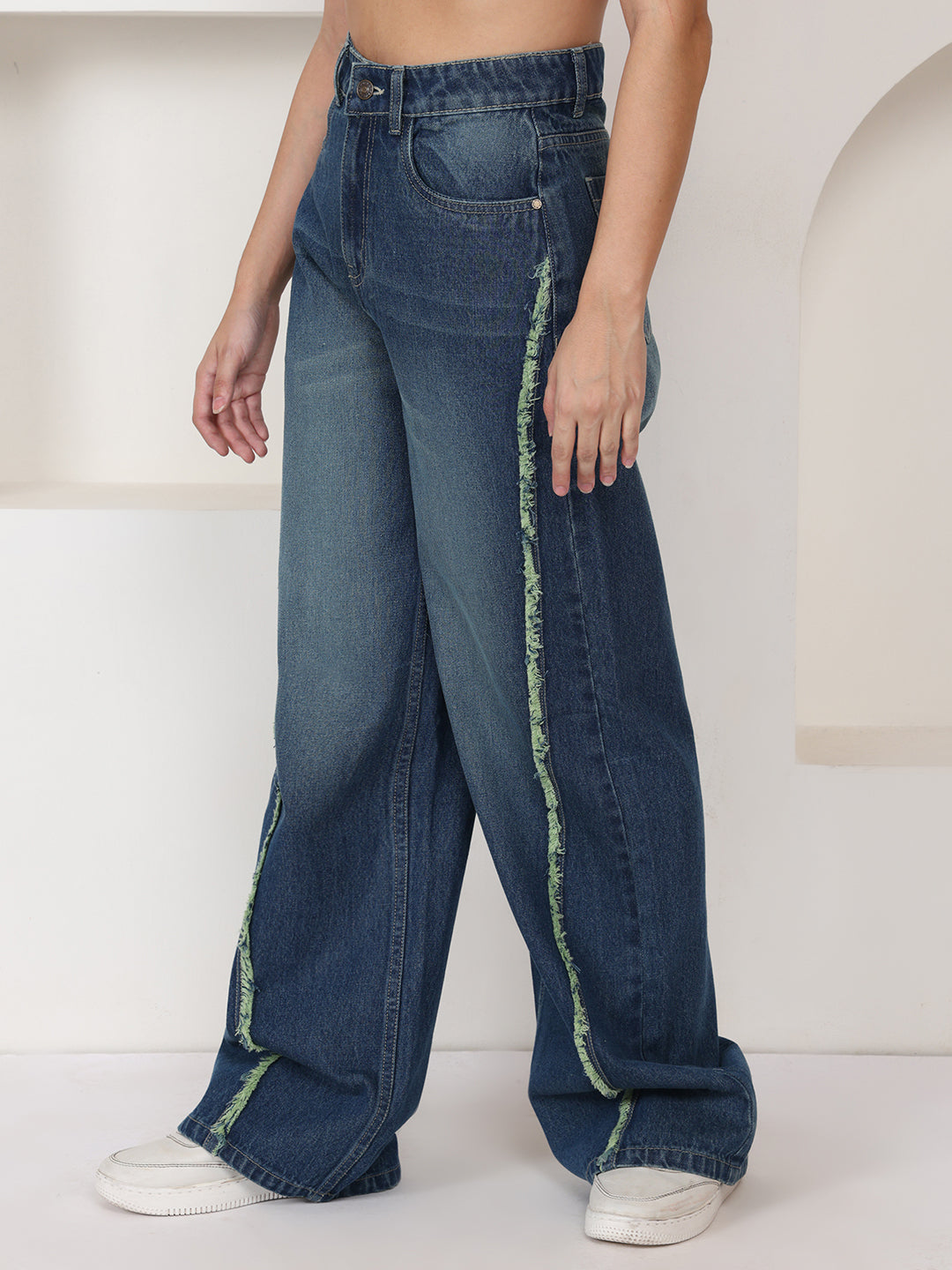 PUELLA Women Dark Blue Light-Fade High-Rise Baggy Jeans