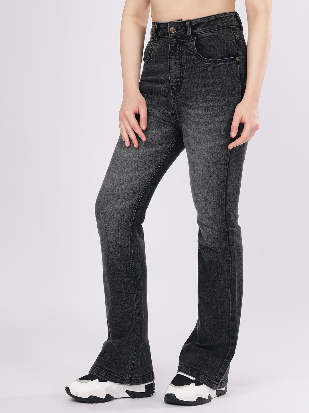 Women’s Dark Grey Boot-Cut Denim Jeans