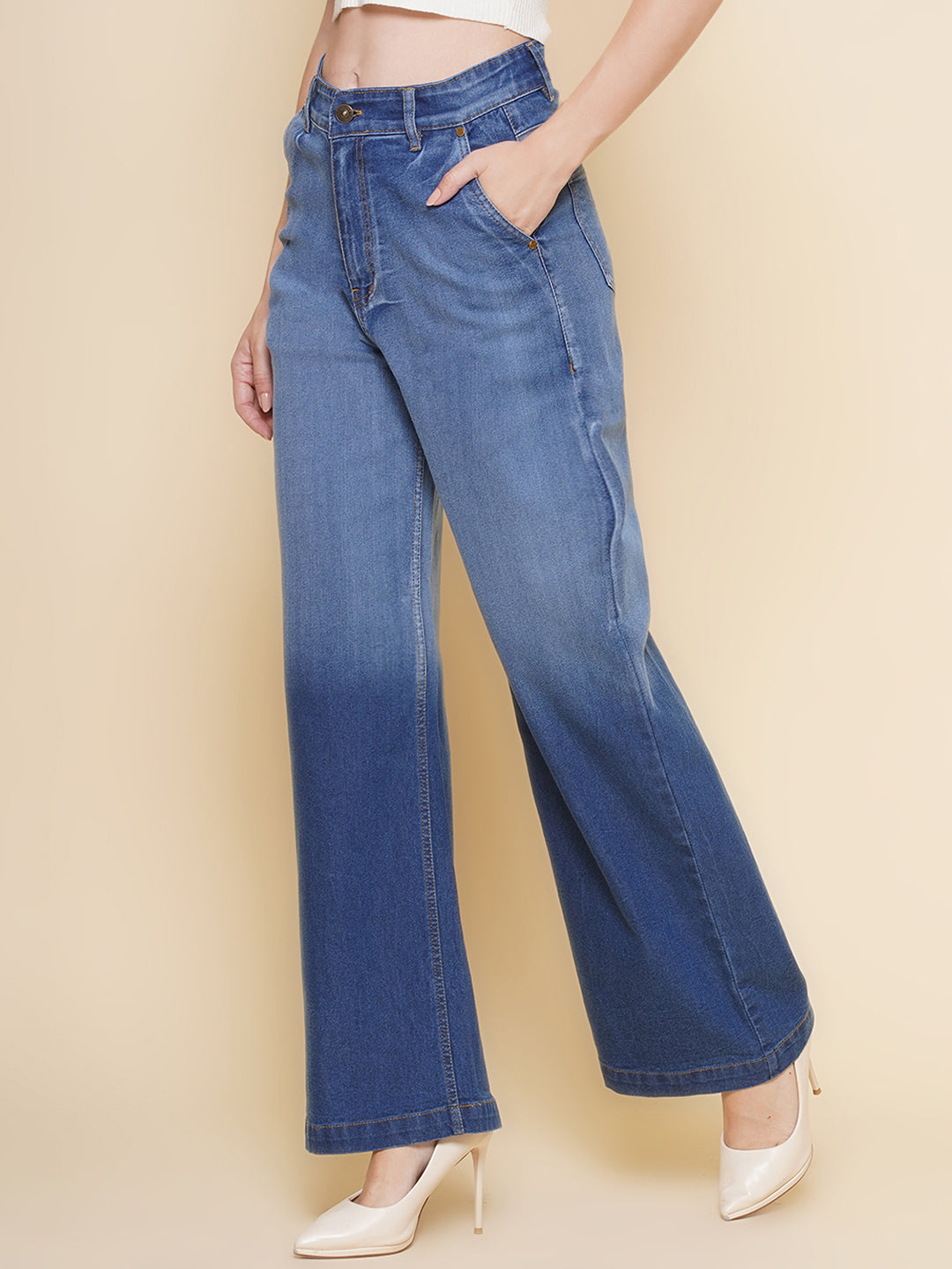 PUELLA Women’s Ombre Shaded High-Rise Straight Fit  Jeans