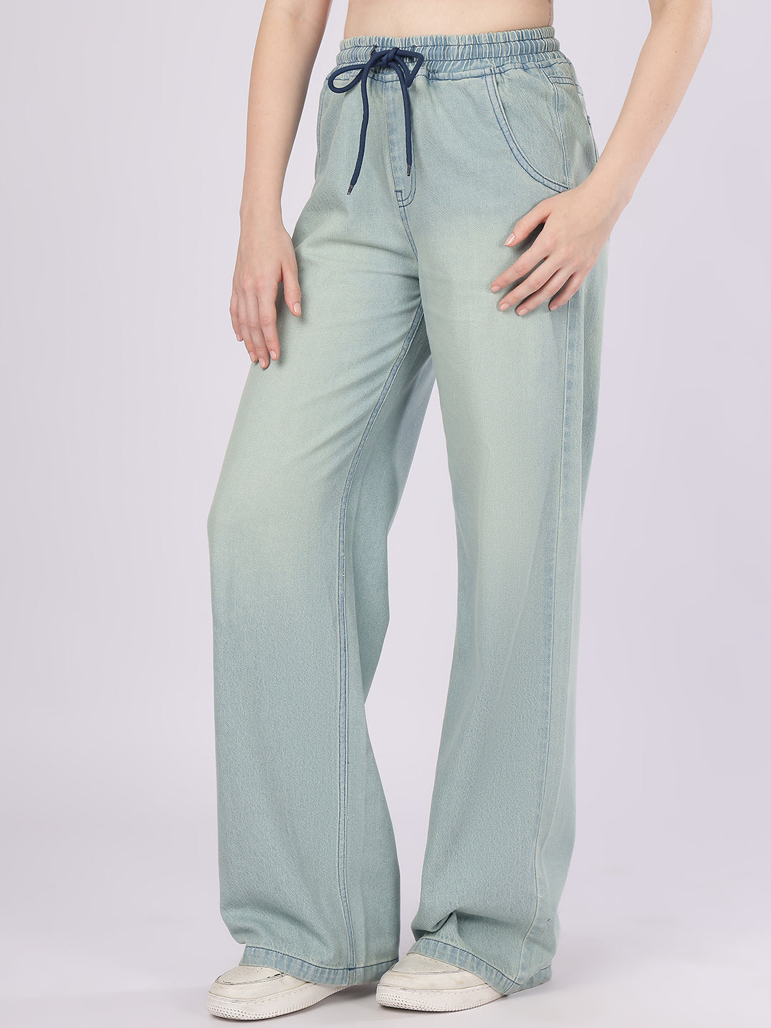 Women’s Sea Blue Straight Fit Denim Trouser Jeans