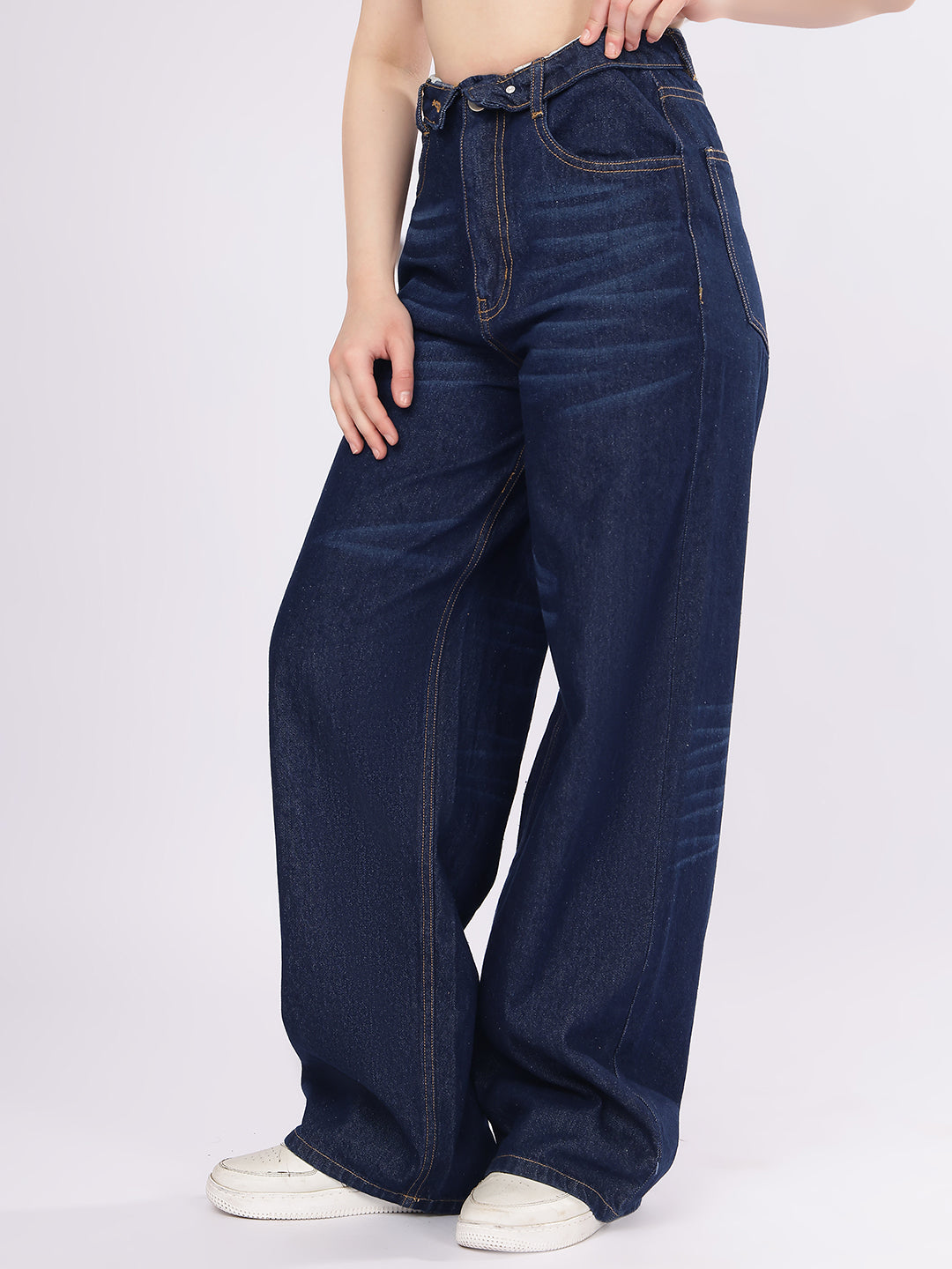 Women’s Dark Blue High-Rise Loose Fit Denim Jeans