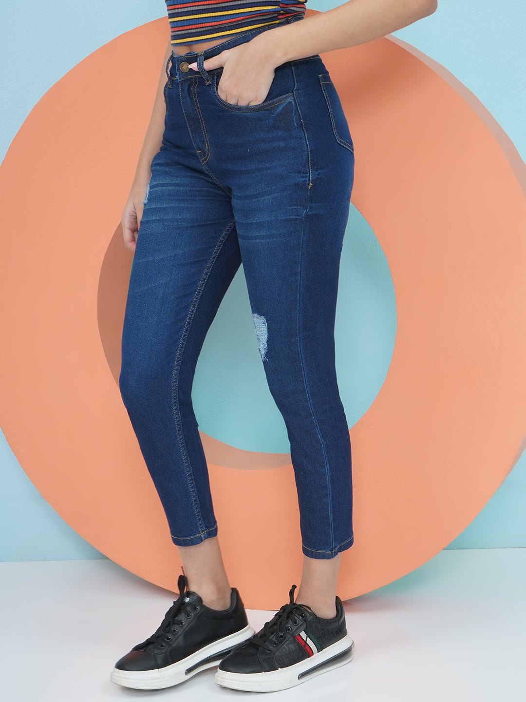 PUELLA Mid-Rise Distressed Slim Fit Jeans