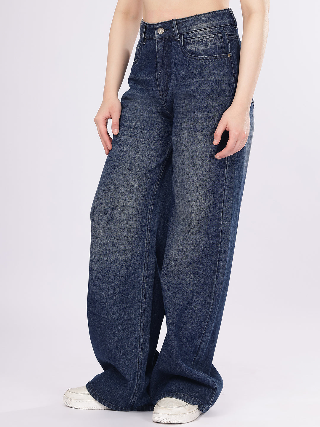 Women’s Dark Blue Baggy Fit Denim Jeans