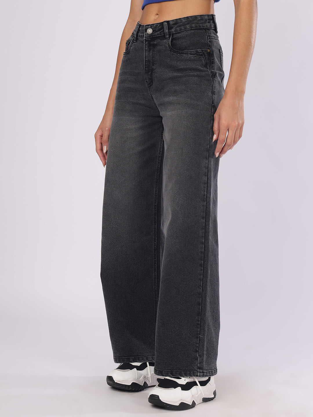 Women’s Dark Grey Straight Fit Denim Jeans