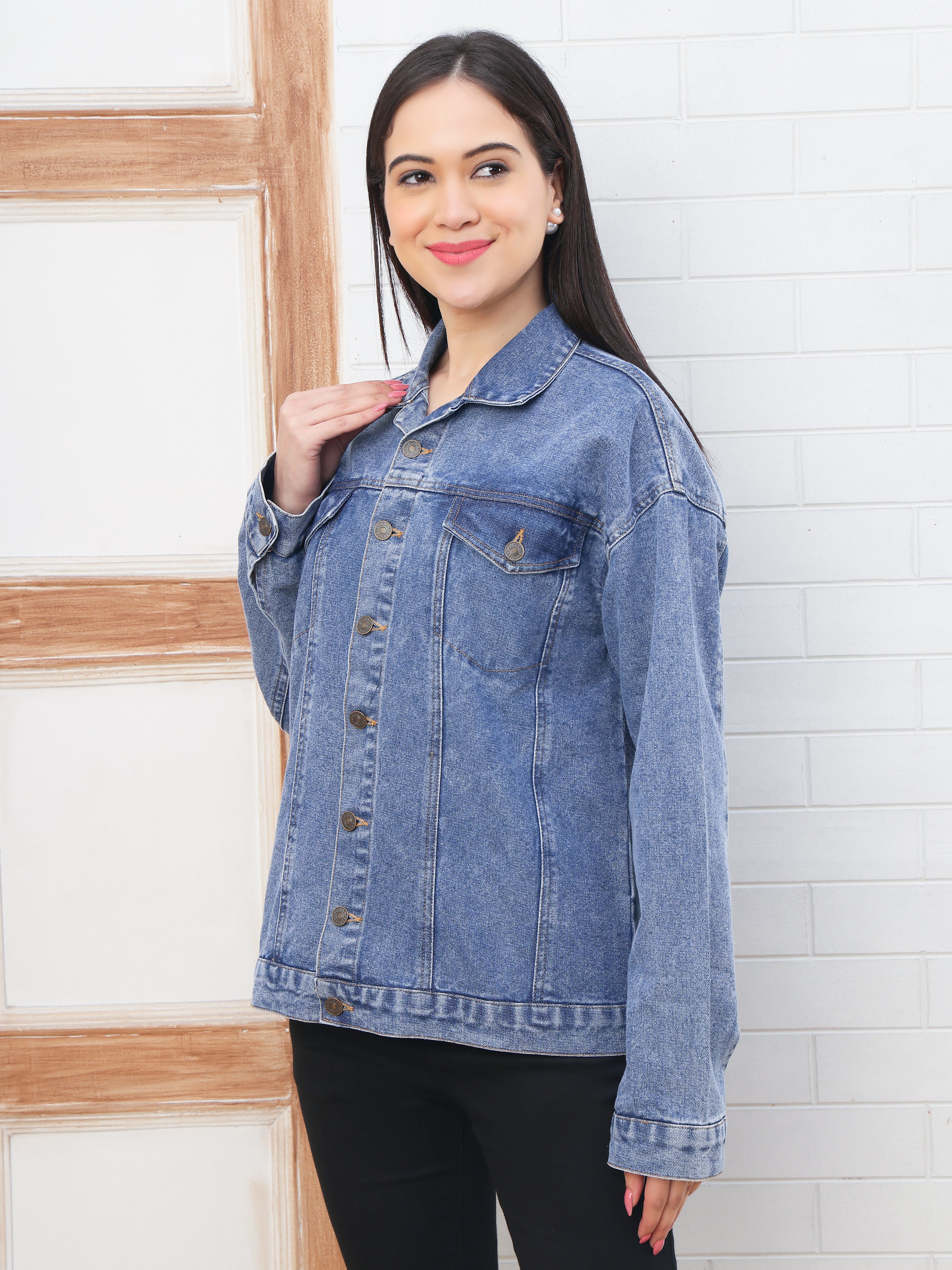 Women’s Blue Loose Fit Denim Jacket