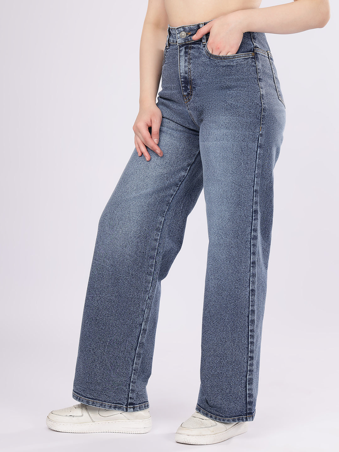 Women’s Mid Blue Straight Fit Denim Jeans
