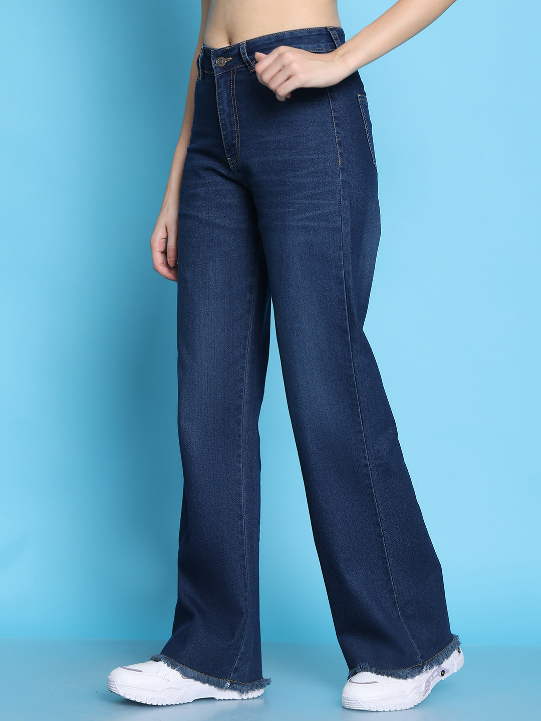 PUELLA Women High-Rise Dark Blue Wide-Leg Jeans