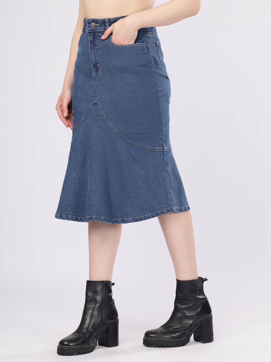 Women’s Blue Fish-Cut Denim Skirt