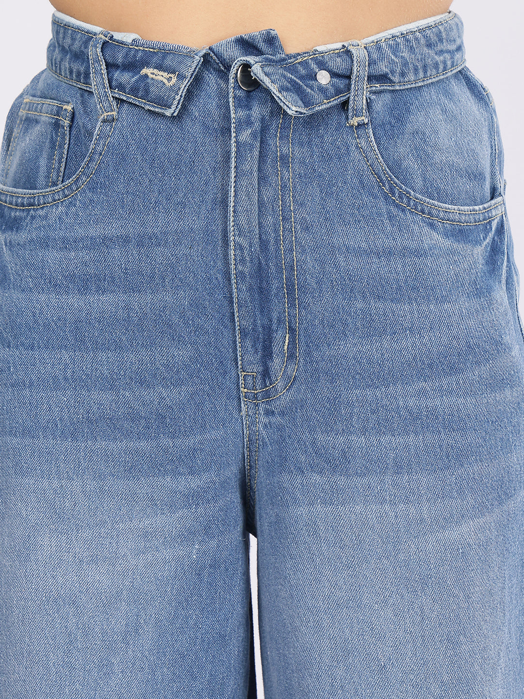 Women’s Blue High-Rise Loose Fit Denim Jeans