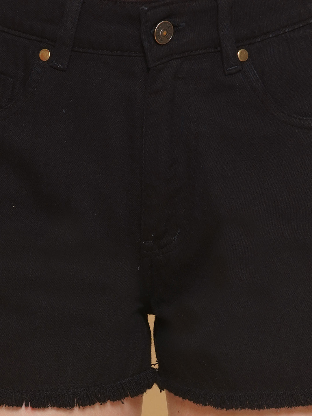 PUELLA Women Black High-Rise Regular Fit Denim Shorts