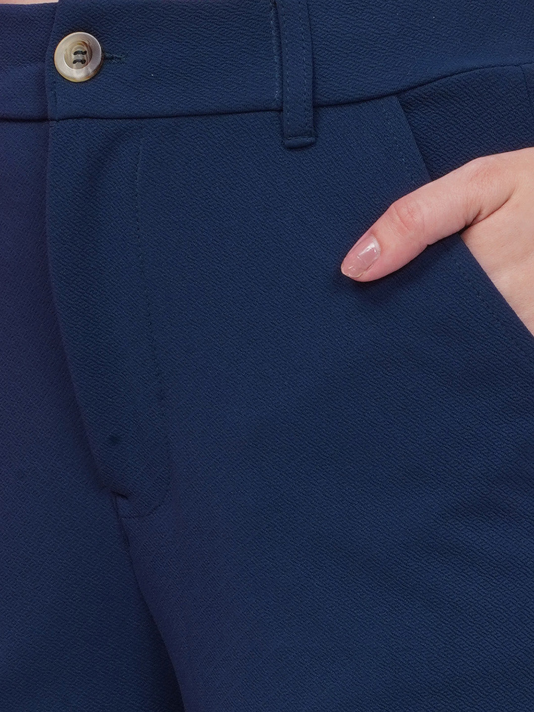 PUELLA Women Navy Blue High-Rise Straight Fit Trousers