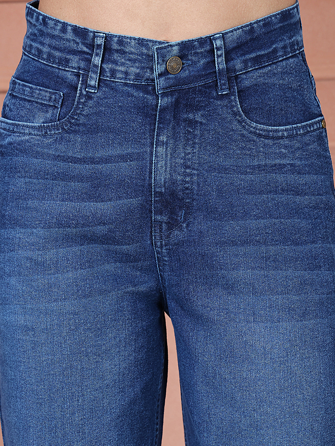 PUELLA Women Dark Blue Washed High-Rise Wide-Leg Jeans