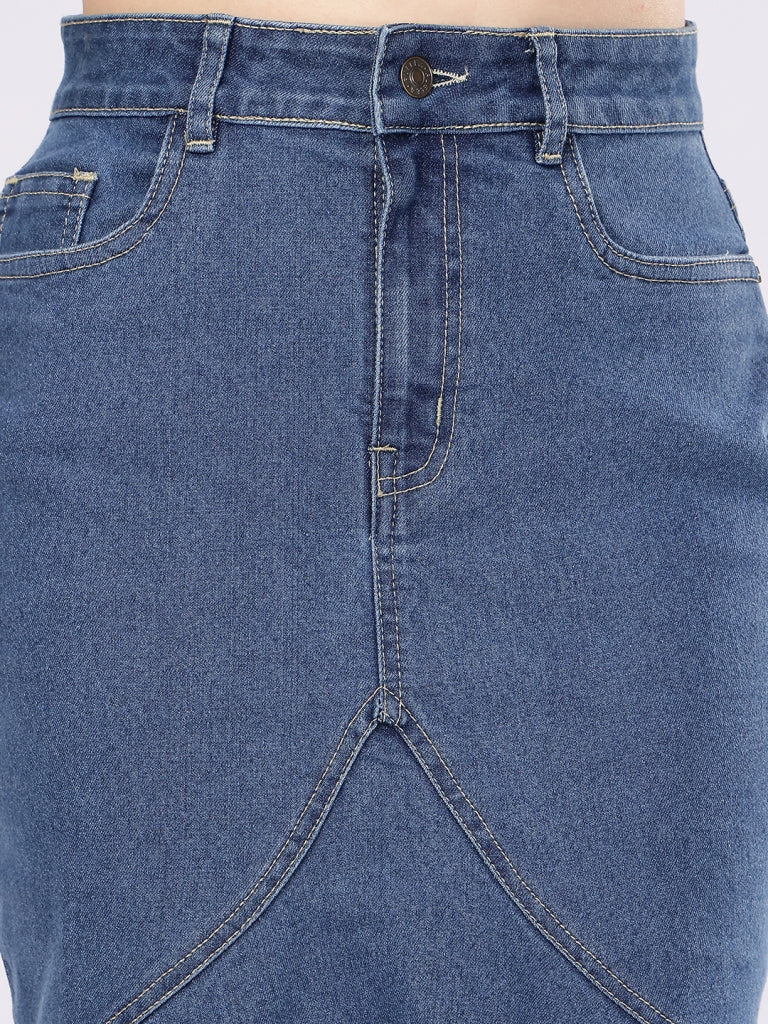 Women’s Blue Fish-Cut Denim Skirt