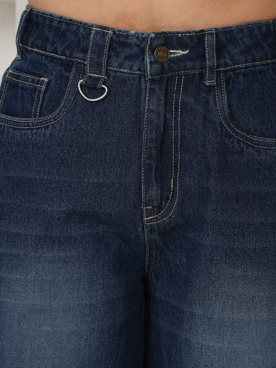 PUELLA Women Dark Blue Light-Fade High-Rise Baggy Jeans