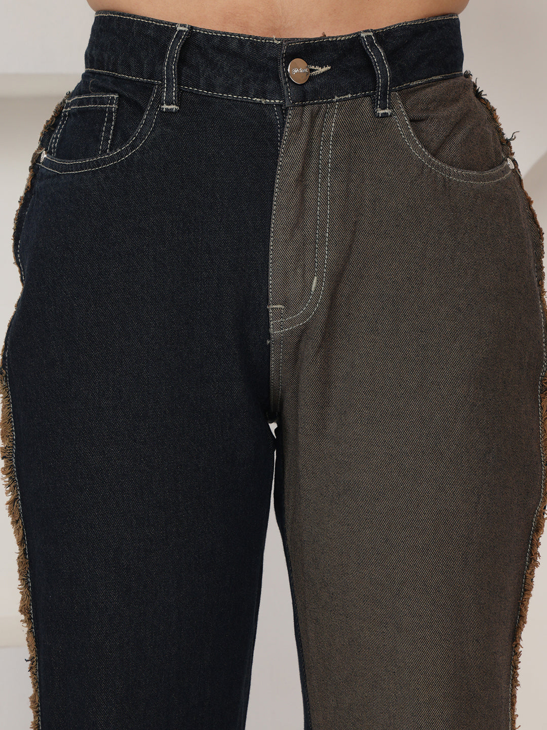 PUELLA Women Dual-Tone High-Rise Wide Leg Jeans