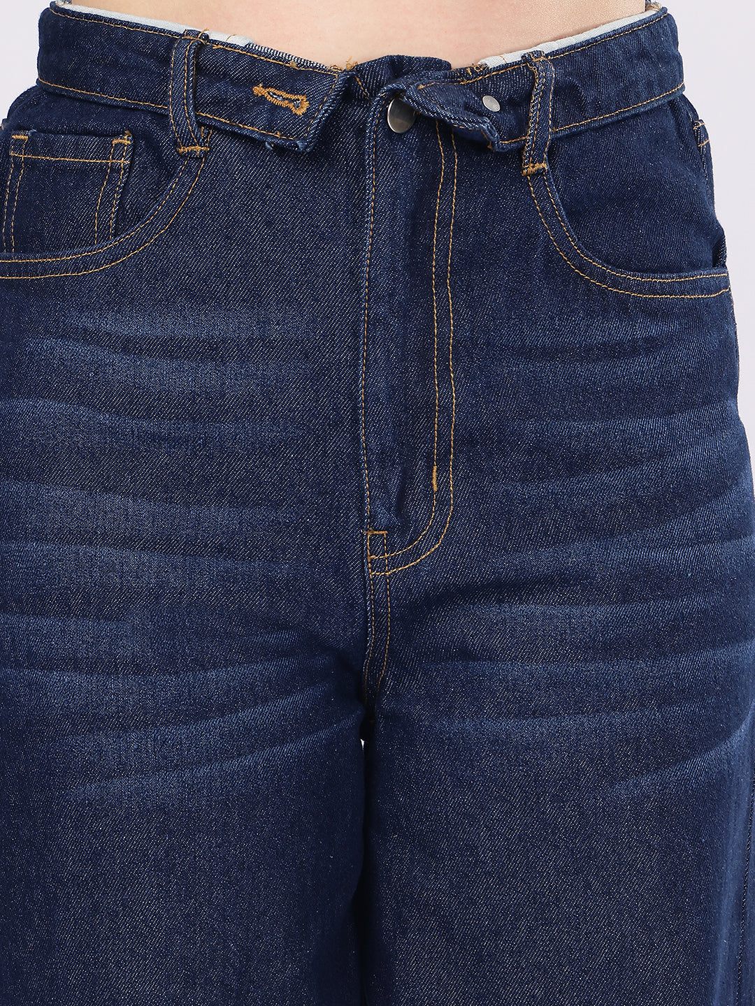 Women’s Dark Blue High-Rise Loose Fit Denim Jeans