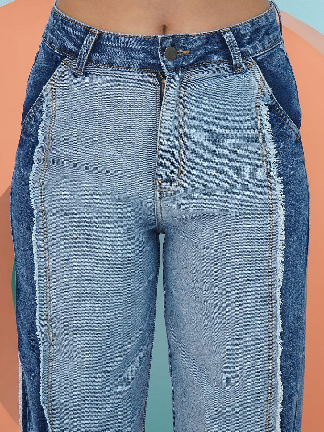 PUELLA Medium Blue High-Rise Straight Fit Stretch Jeans