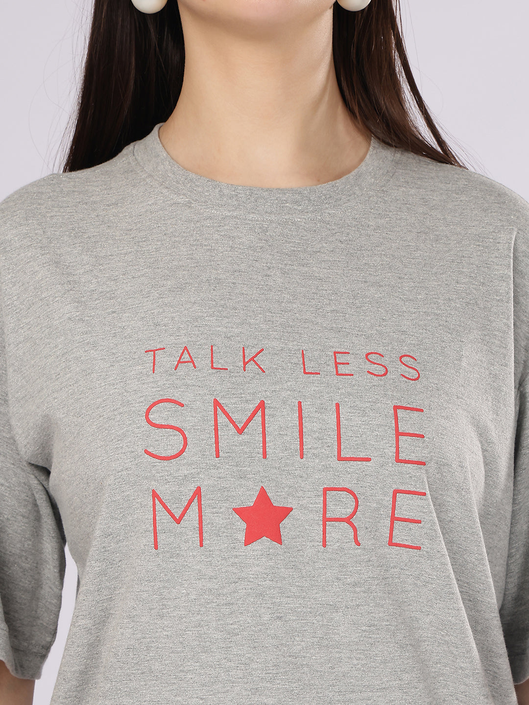 Dozer “Talk Less” Printed Grey Oversized T-Shirt