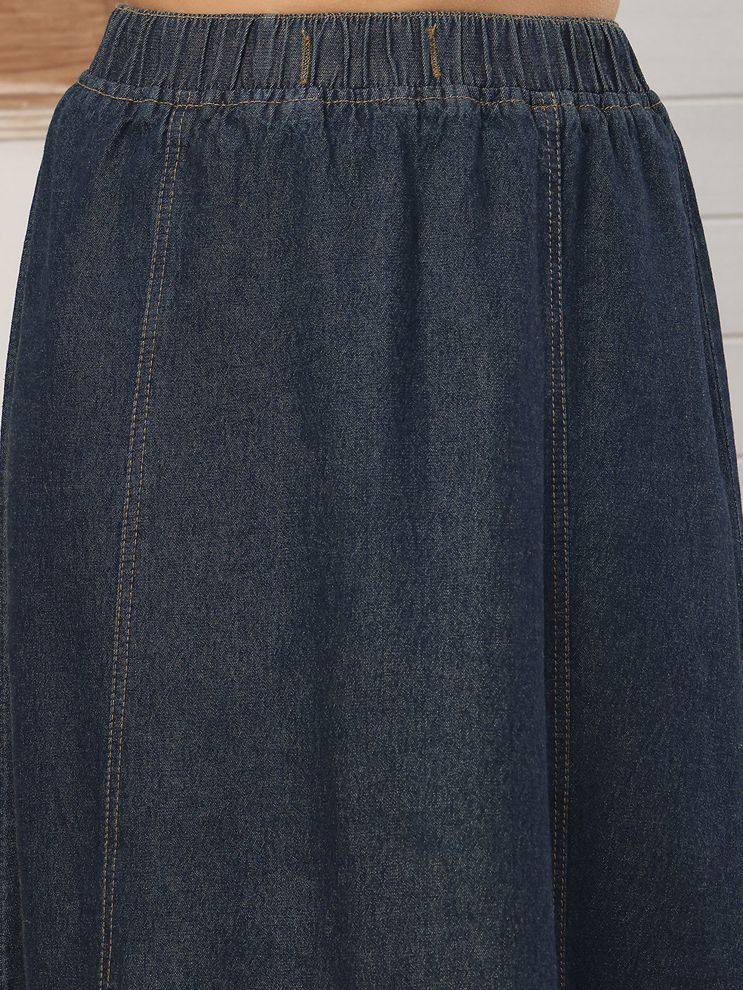 Women’s Dark Blue Comfort Fit Denim Long Skirt