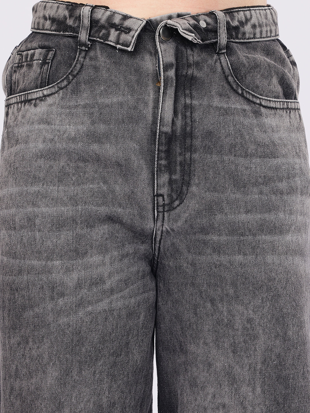 Women’s Grey High-Rise Loose Fit Denim Jeans