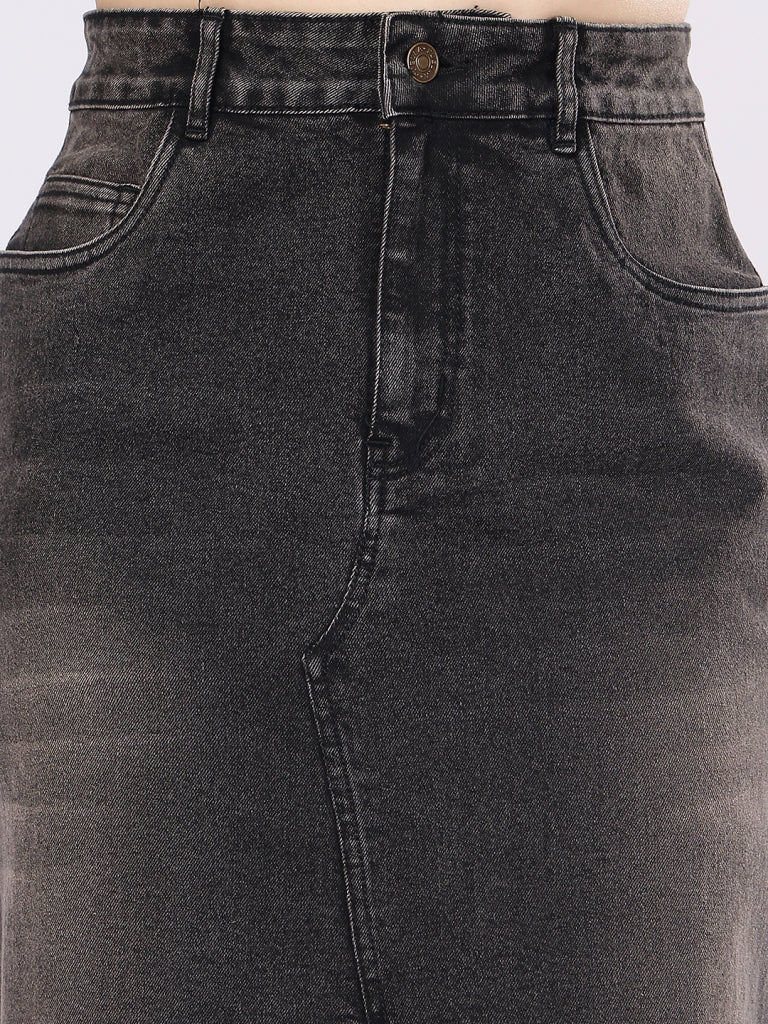 Women’s Faded Black Denim Skirt