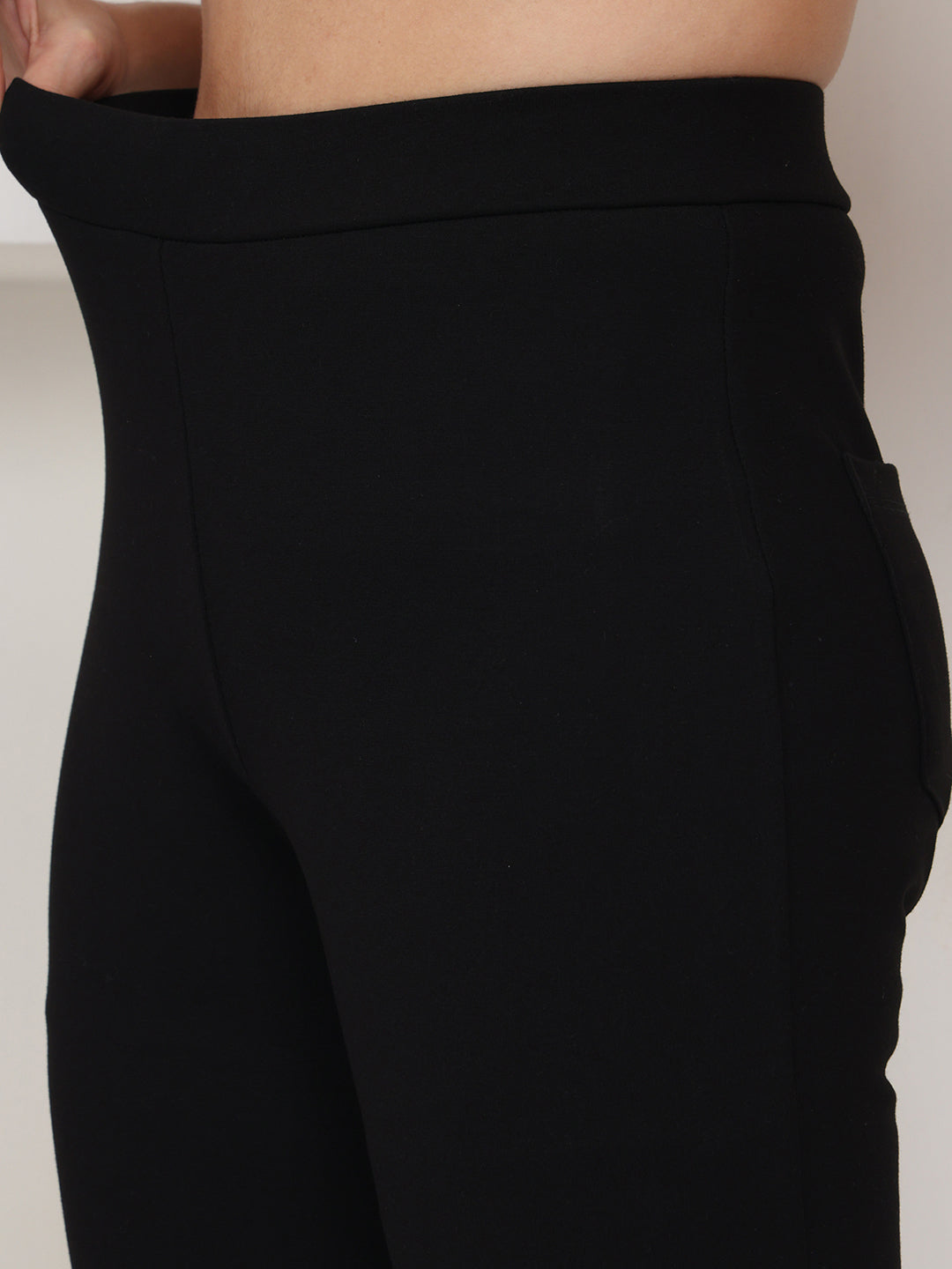 PUELLA Women’s Black High-Rise Straight Fit Formal Trouser