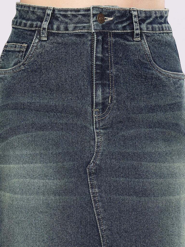 Women’s Green Tint Light Wash Cargo Skirt