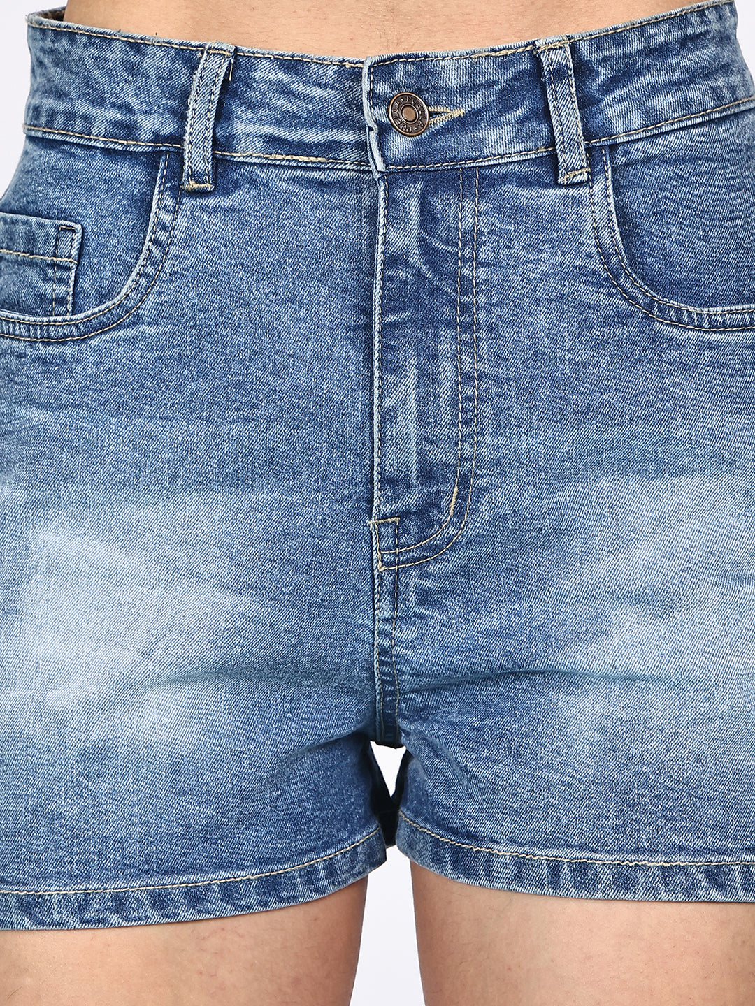 PUELLA Women Blue High-Rise Regular Fit Denim Shorts