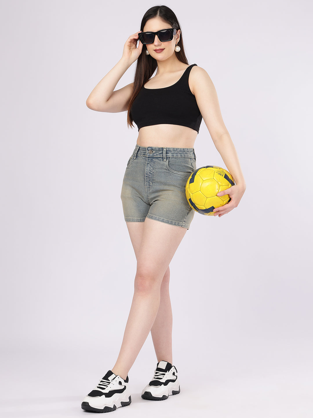 Women’s Dusty Blue Vintage Tinted Denim Shorts