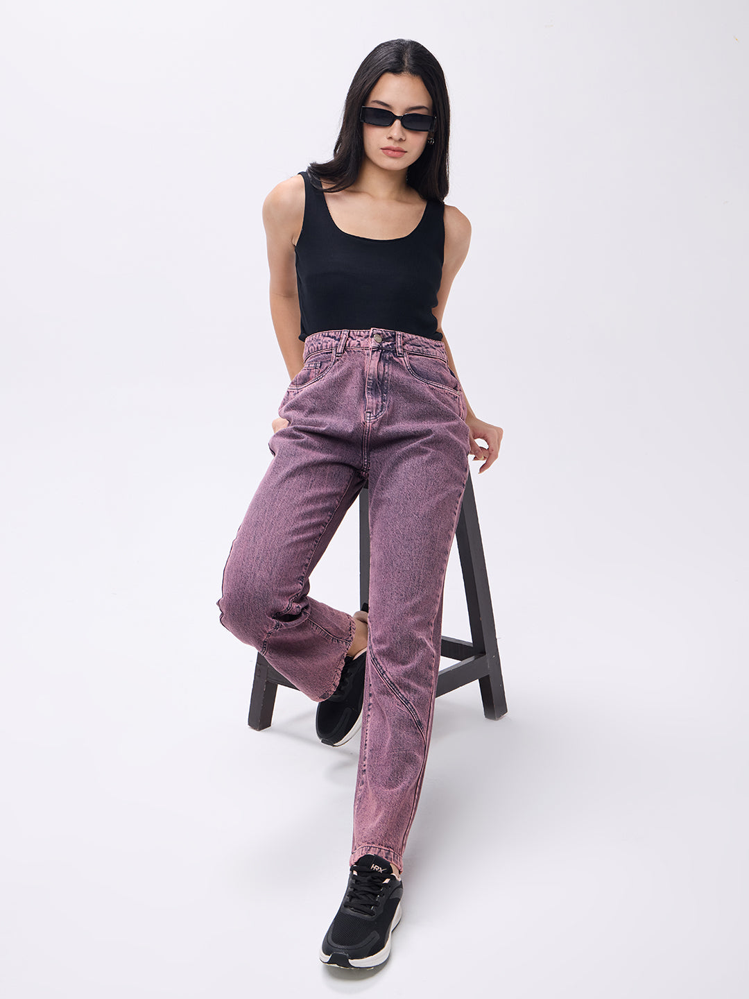PUELLA Women High-Rise Pink-Wash Wide-Leg Jeans