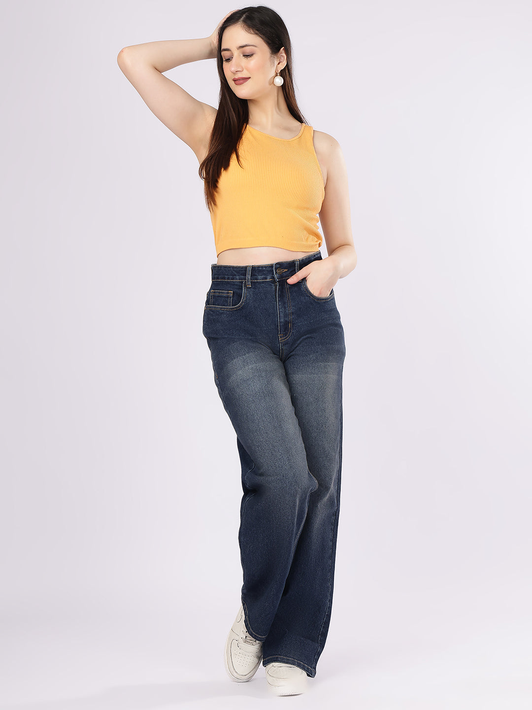 Women’s Dark Blue Straight Fit Denim Jeans