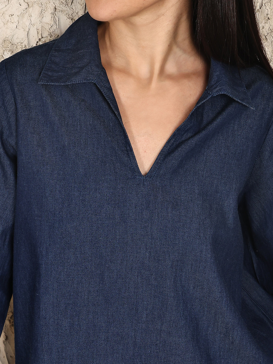 PUELLA Women Dark Blue Relaxed Fit Denim Top