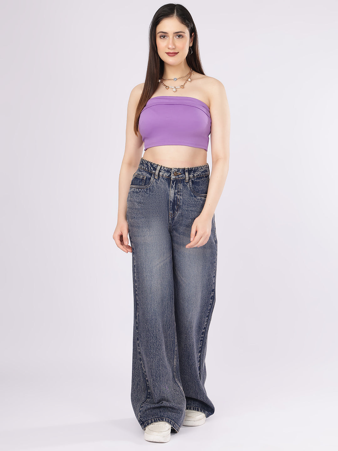 Women’s Blue High-Rise Baggy Fit Denim Jeans
