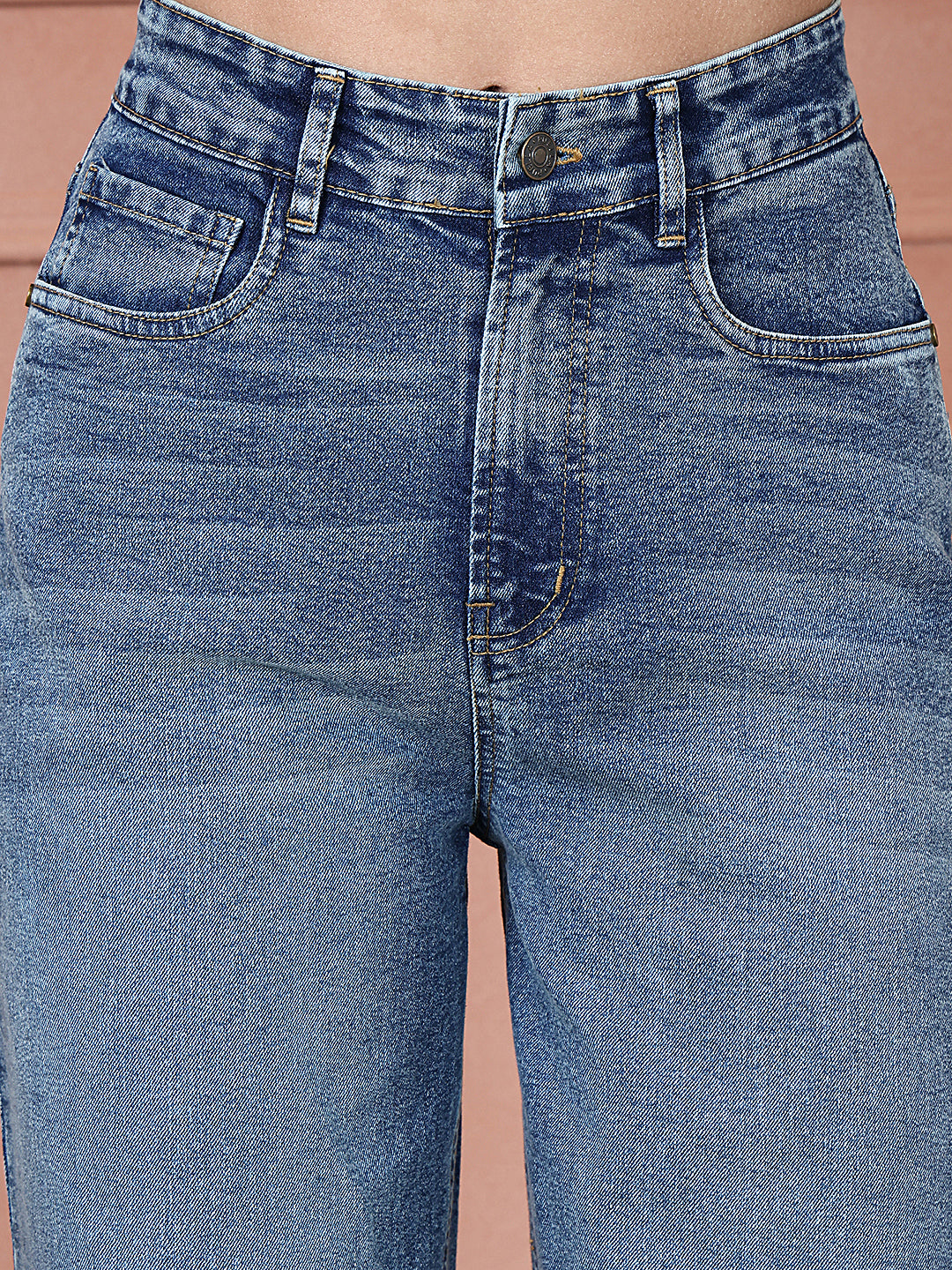 PUELLA Women Mid Blue Washed High-Rise Wide-Leg Jeans