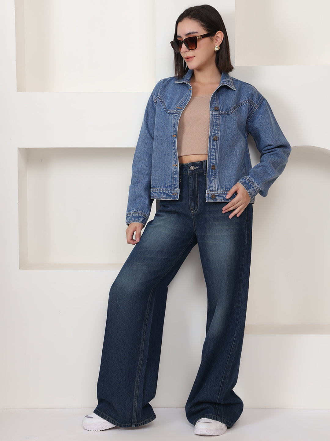 PUELLA Women Dark Blue Light-Fade High-Rise Baggy Jeans