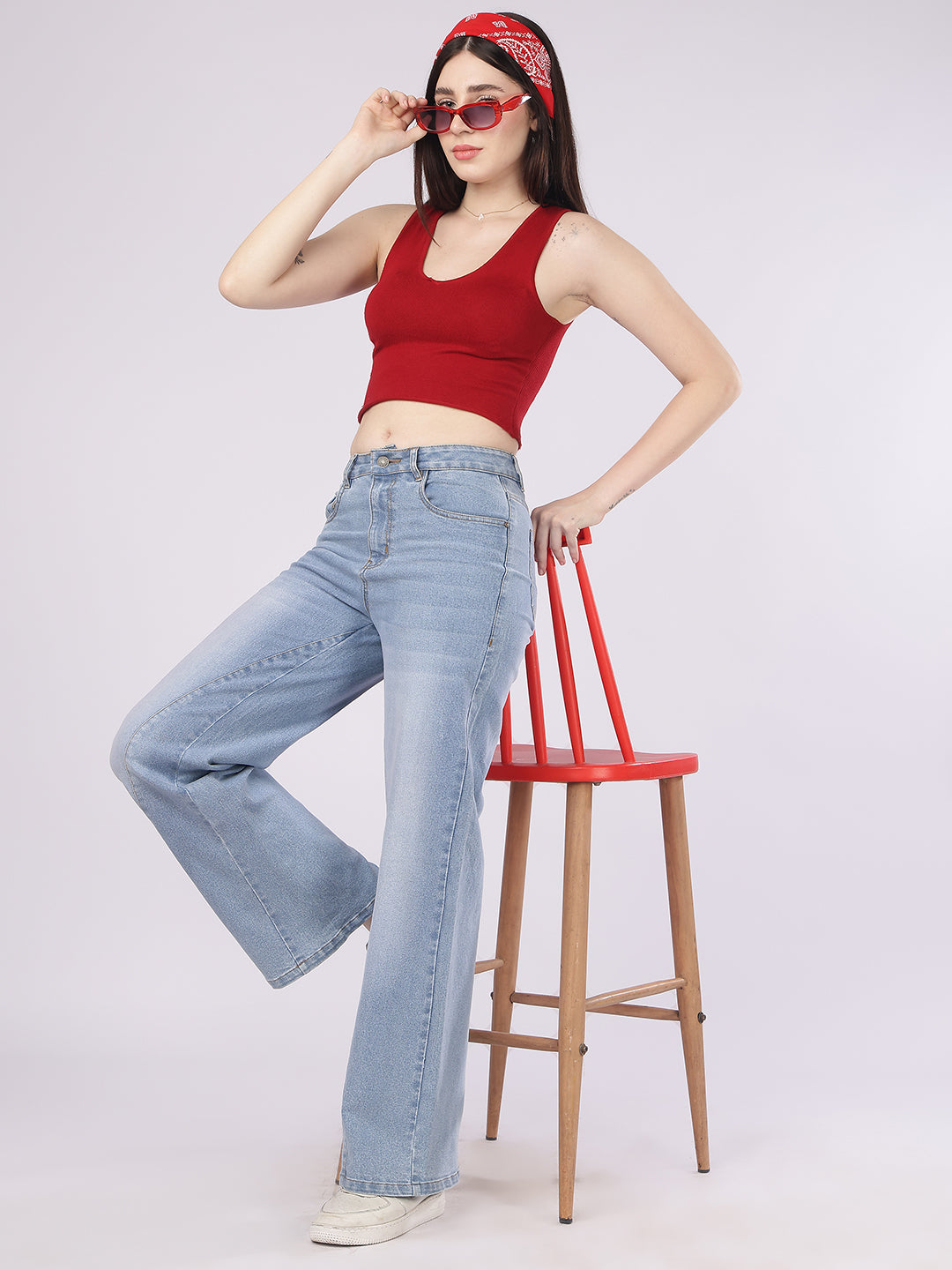 Women’s Light Blue Straight Fit Denim Jeans