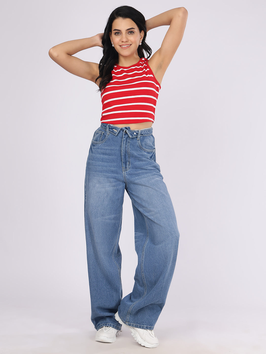 Women’s Blue High-Rise Loose Fit Denim Jeans