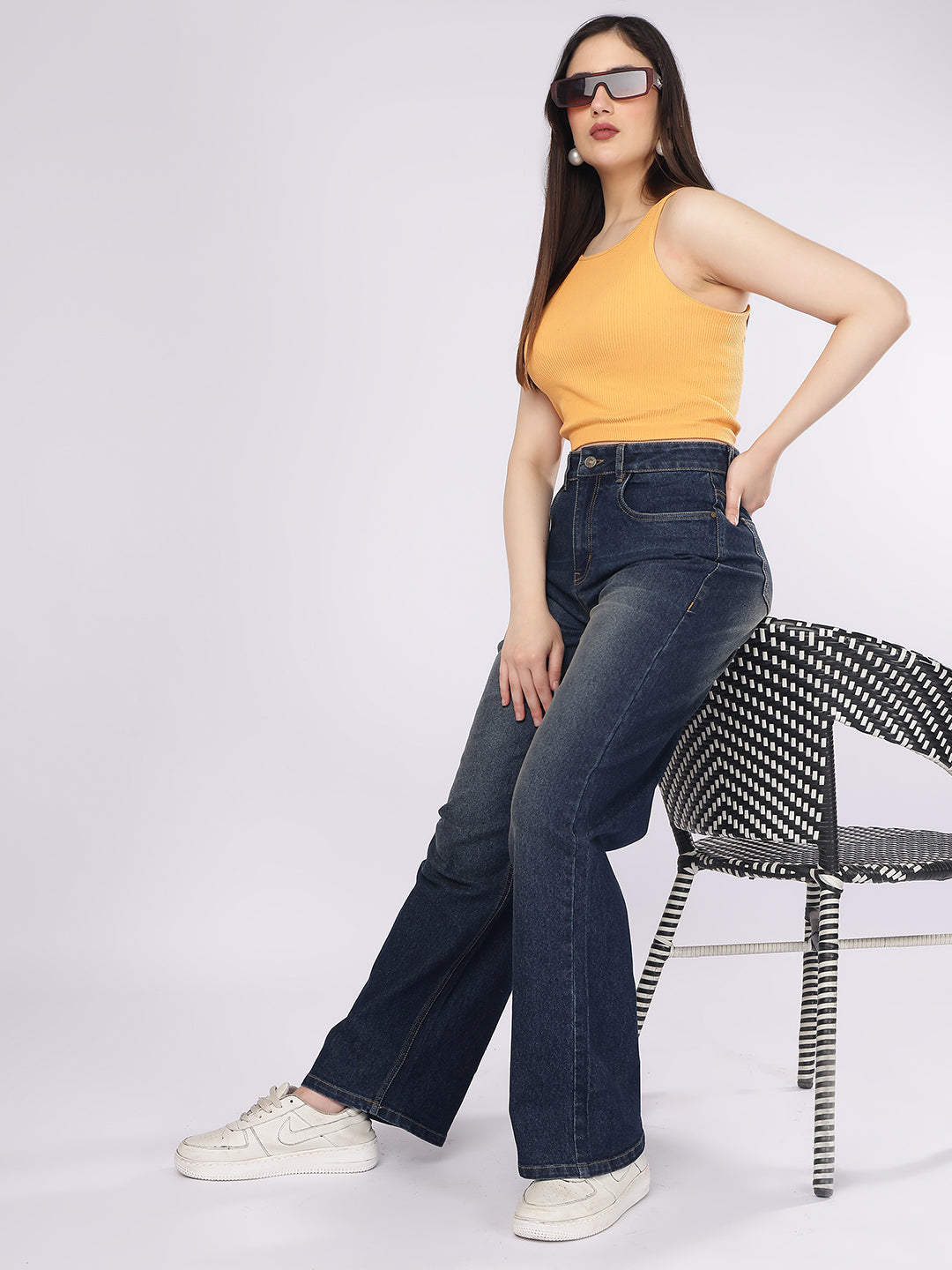 Women’s Dark Blue Straight Fit Denim Jeans