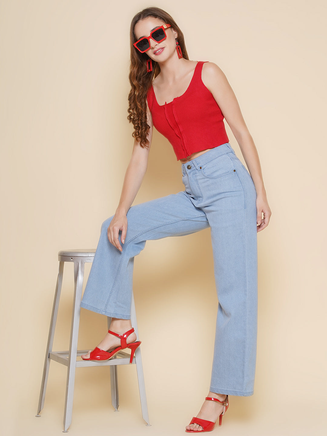 PUELLA Women’s High-Rise Straight Fit Jeans