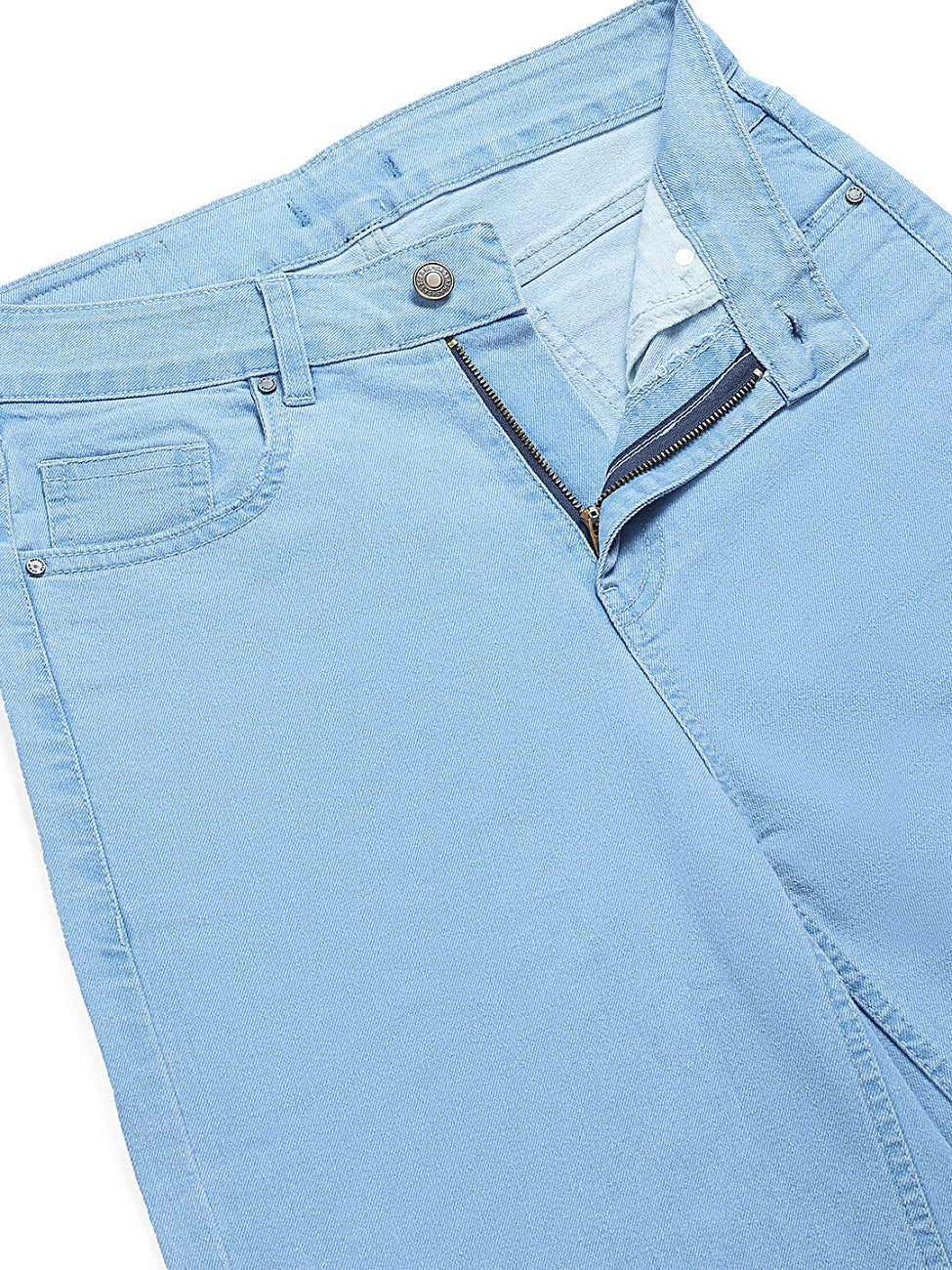 PUELLA Women’s High-Rise Loose Straight Fit Jeans – Light Blue Solid Denim