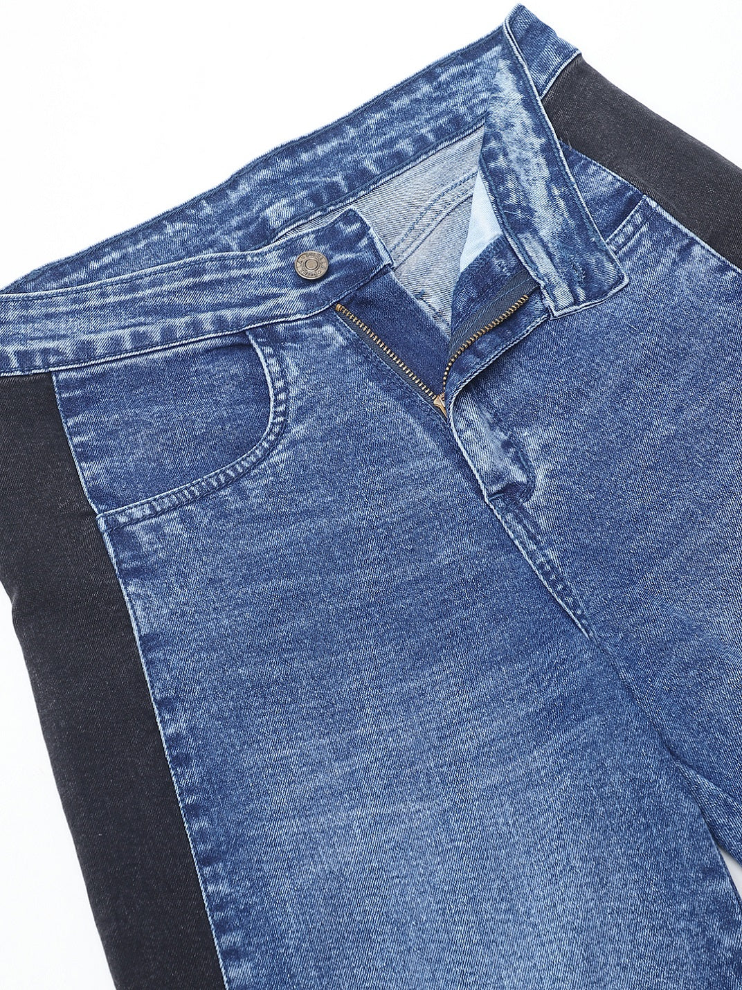 PUELLA Women High-Rise Blue Dual-Tone Wide-Leg Jeans